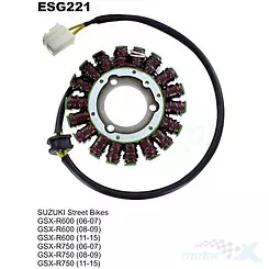 Stator iskrownik, stojan alternatora, uzwojenie alternatora, Electrosport SUZUKI GSXR 600 '06-'16, GSXR 750 '06-'17