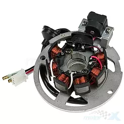 Stator iskrownik, stojan alternatora, 7 cewek, kostka 3 piny, 5 przewodów, TEC, 2T