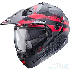 Kask motocyklowy szczękowy, czarno-czerwono-szary (mat), Caberg Tourmax X Sarabe