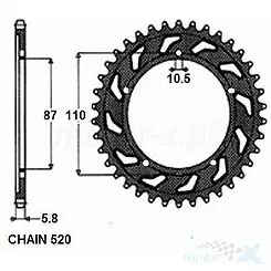 Zębatka tylna SUNSTAR STALOWA SUNR1-3383 46 zębów  GLADIUS 650
