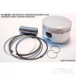Tłok kompletny, kuty,  Prox 01.1589, (od 92.50mm do 93.00mm)[różne średnice] Honda GB / XBR / NX 500 85-99