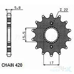 Zębatka przednia Sunstar SUNF107  15 zębów