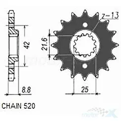 Zębatka przednia Sunstar  SUNF341  16 zębów