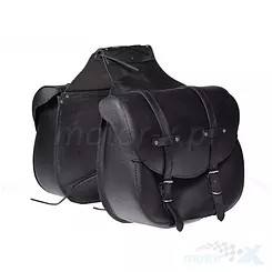 Sakwy boczne skórzane, proste paski InMotion, na motocykl chopper, cruiser