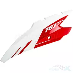 Osłona tylna górna lewa biało czerwona Romet 767 (po 2010) / Junak 804 / Longjia Grido