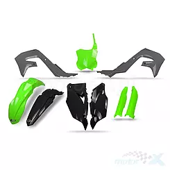 Zestaw osłon nadwozia zielono-biało-szary UFO Plast Kawasaki KXF 250 / 450 