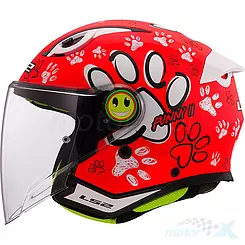 Kask dziecięcy, otwarty, LS2 OF622 Funny II Paws Czerwony
