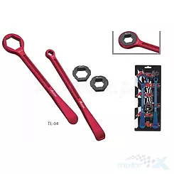 Zestaw łyżek do opon (23+24CM) ALU7075, kute, z kluczami 10,12,22, 27,32MM kolor czerwony Accel 
