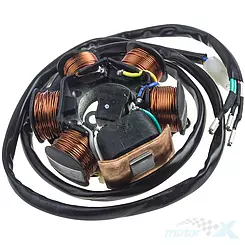 Stator iskrownik, stojan alternatora, 6 cewek, 12V 65W, Piaggio Zip / Free / Sfera / NRG 50 (stary typ do 1998)