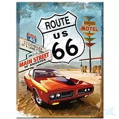 Magnes 6x8cm Route 66 Red Car Nostalgic Art 14229