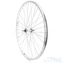 Felga przednia, koło rowerowe 28", obręcz  MTB, aluminium, (J), srebrna piasta JOY-433 ze szprychami, ocynk 