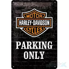 Tablica, plakat 20x30 cm, tłoczona blacha, Harley Dawidson Parking Only Nostalgic Art 22231