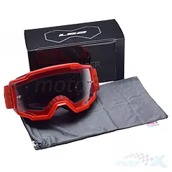 Gogle motocyklowe, LS2 Charger Red Clear Vision, szyba jasna