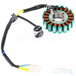 Stator iskrownik, stojan alternatora, 18 cewek, kostka 3 piny + 2 przewody, Junak / Romet Euro 4, Euro 5