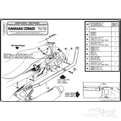 Stelaż kufra centralnego Kappa Kawasaki ZZR 600 (93-01) ( BEZ PŁYTY )