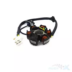 Stator iskrownik, stojan alternatora, 6 cewek, kostka 4 piny + przewód, Junak RAW 50
