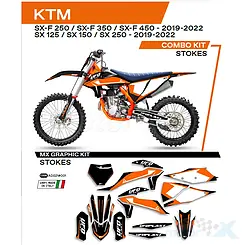 Zestaw naklejek, oklein motocykla, kolor czarny, UFO Plast AD021001, KTM SX, SXF 125/150/250/350/450 Stokes