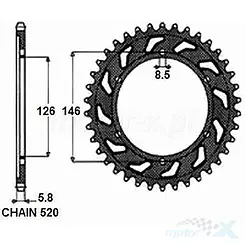 Zębatka tylna SUNSTAR ALUMINIOWA  SUNR5-3577  49 zębów