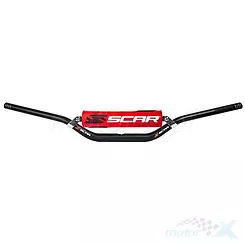 Kierownica czarna z poprzeczką i czerwoną gąbką, FATBAR 28.6mm, Scar Racing STEWART/VILLOPOTO S9262R