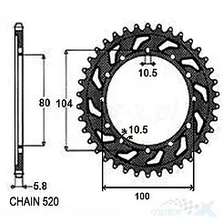 SUNSTAR Zębatka tylna ALUMINIOWA  SUNR5-3356-43