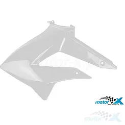 Osłona chłodnicy TNT, lewa, biała, Derbi Senda DRD 10- / Gilera RCR, SMT 11-