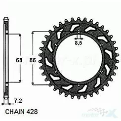 Zębatka tylna SUNSTAR  SUNR1-2153  46 zębów