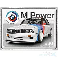 Tablica, plakat 30x40 cm, tłoczona blacha, bmw m-power e30 sport Nostalgic Art 23352