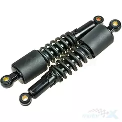 Amortyzatory tylne 310mm, tuleje 12mm, regulowane, czarne-chrom Romet Soft Chopper / Barton Volcano / Junak 902