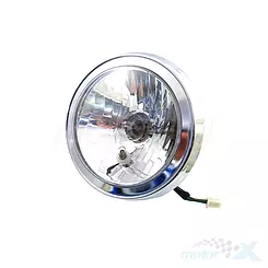 Lampa przednia, żarówka bańka, ramka chrom, Junak M12 / M12 Cafe