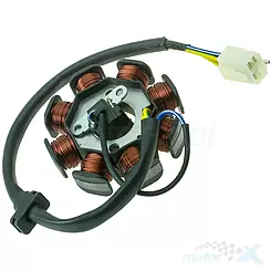 Stator iskrownik, stojan alternatora, 8 cewek, 3 piny, kostka płaska, 4 przewody 