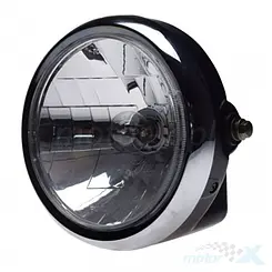 Lampa przednia, homologacja E4, żarówka BA20D, obudowa czarna, WM Motor