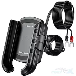 Uchwyt motocyklowy na telefon Quick Lock z ładowarką, Biketec BT249 (R9-CLIP-PD)