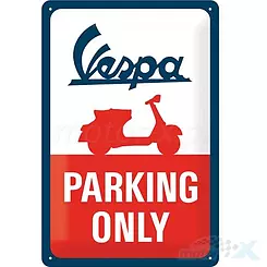 Tablica, plakat 20x30 cm, tłoczona blacha,  vespa parking only Nostalgic Art 22282