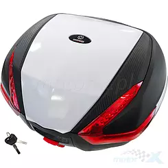 Kufer centralny 35L, biały, czerwony odblask, Moretti, MR-888