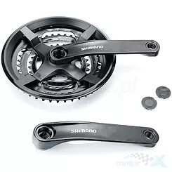 Korba rowerowa, 170mm, 48/38/28 zębów, 6/7/8 speed, czarna, z osłoną, Shimano AFCTY301C888CL