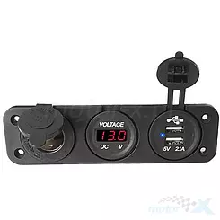 Gniazdo zapalniczki 12v USB, woltomierz, czerwony wyświetlacz Moretti Parts
