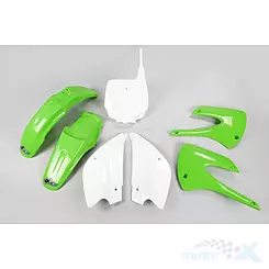 Zestaw osłon nadwozia zielono-biały UFO Plast Kawasaki KX 85 01-13