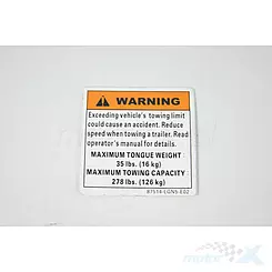 NAKLEJKA OSTRZEGAWCZA MAXIMUM CAP. MAXXER 400 87514-LGN5-E02-T01