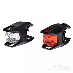 Lampy rowerowe, przód + tył, 2 LED, WM Motor