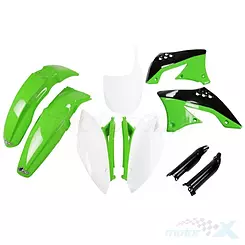 Zestaw osłon nadwozia, zielono-czarno-biały, UFO Plast KAKIT216F999 (KA216E999)
