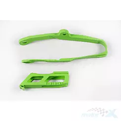 Prowadnica i ślizg łańcucha napędowego zestaw zielony UFO Plast Kawasaki KXF 250 / 450 16-18