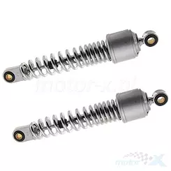 Amortyzatory tylne 288mm, tuleje 10mm dół i 12mm góra, srebrne Romet Ogar 900