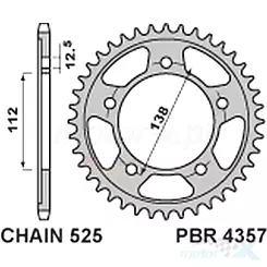 Zębatka tylna PBR 435738C45 (JTR1304.38) 