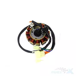 Stator iskrownik, stojan alternatora, 12 cewek, 2x kostka 3 i 2 piny, Junak, GY6 50 4T Euro 5