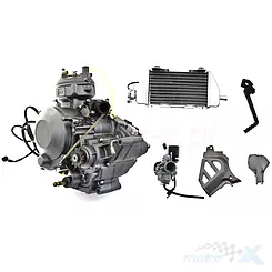 Silnik kompletny 50cc, zestaw z chłodnicą i gaźnikiem, QJ1E40MB-2 / LB1E40MB AM6 2T LC
