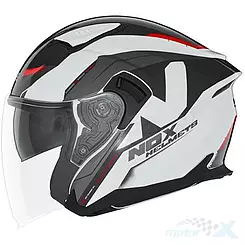 Kask otwarty Jet z blendą Nox N130 Klint Biało-Czerwony