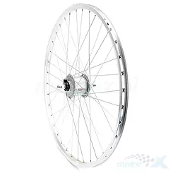 Felga przednia, koło rowerowe 26", obręcz srebrna AG Motors, piasta srebrna Shimano C30003, szprychy ocynk