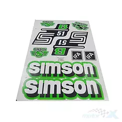 Zestaw naklejek, zielony, Simson S-51 - komplet na pojazd, 9 sztuk