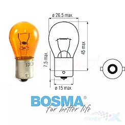 Żarówka P21W BA15S 12V 21W pomarańczowa Bosma 4155