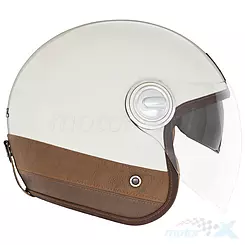Kask otwarty Jet z blendą Nox PREMIUM Heritage Leateher Kremowo-Brązowy